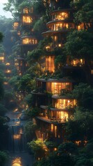 Obraz premium Futuristic Urban Landscape with Merged Botanical and City Elements