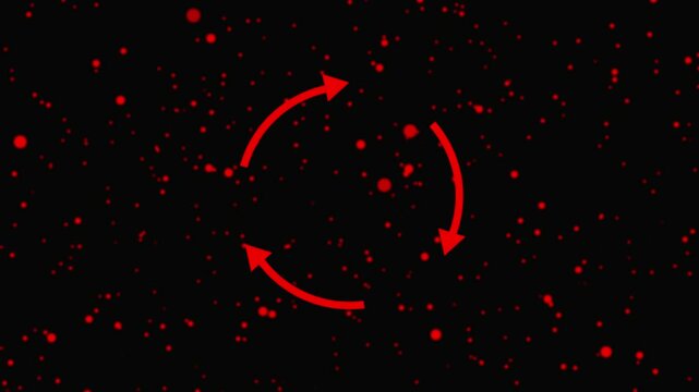 Animated on, the black, background, Refresh button, circle arrow icon set, animation click on the refresh icon 