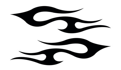 Abstract tribal fire flame tattoo stencil, racing car vinyl sticker and airbrush stencil vector art eps 10 file.