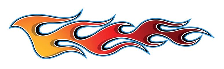 Tribal fire flame race car body side vinyl sticker vector eps art image file. Burning tires and flames sport car decal. Side speed decoration for cars, auto, truck, boat, suv, motorcycle.