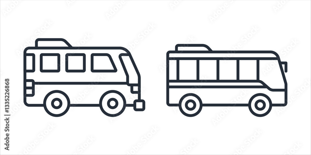 Aufkleber bus icon symbol vector sign isolated on white background illustration for graphic and web design