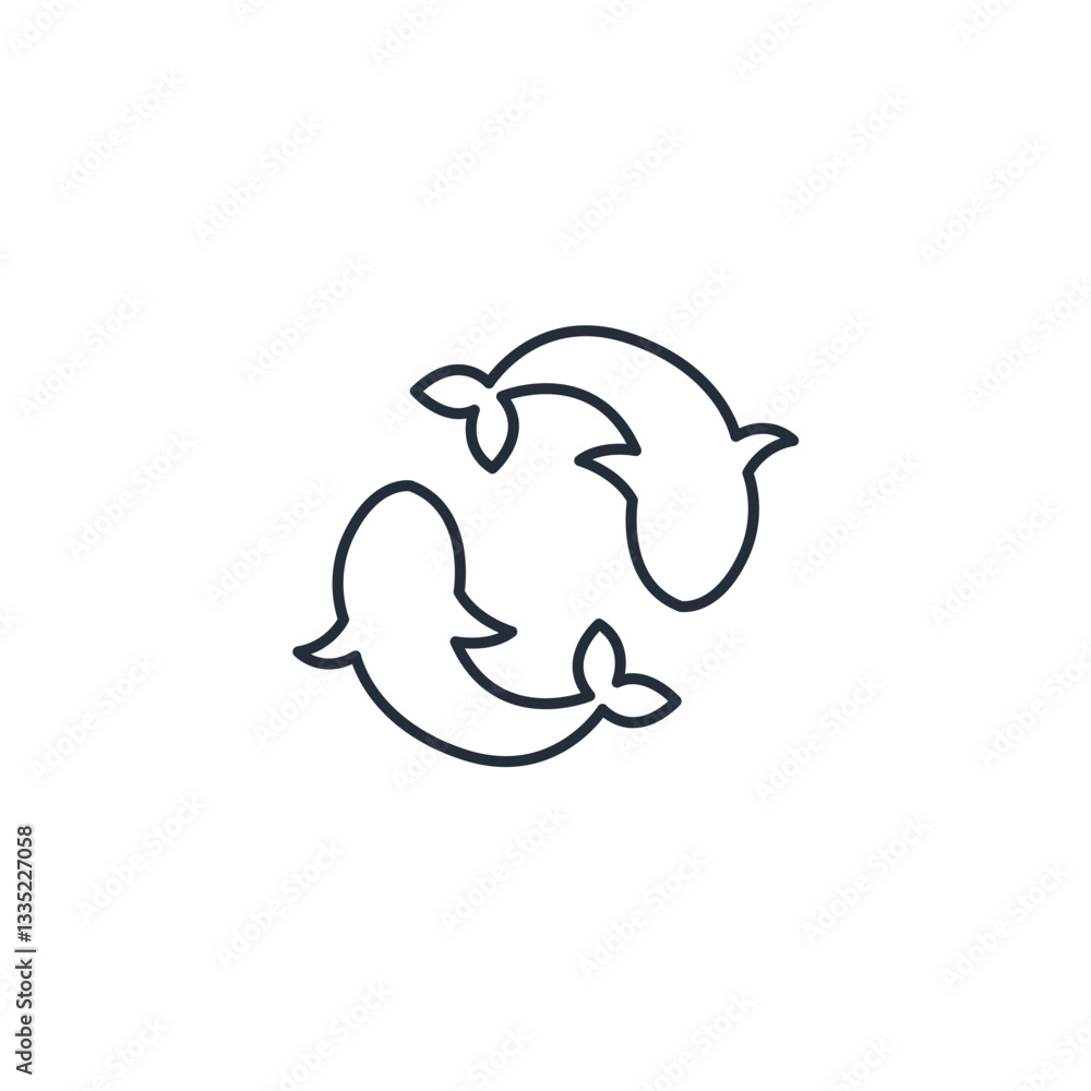 Aufkleber fish icon symbol vector sign isolated on white background illustration for graphic and web design