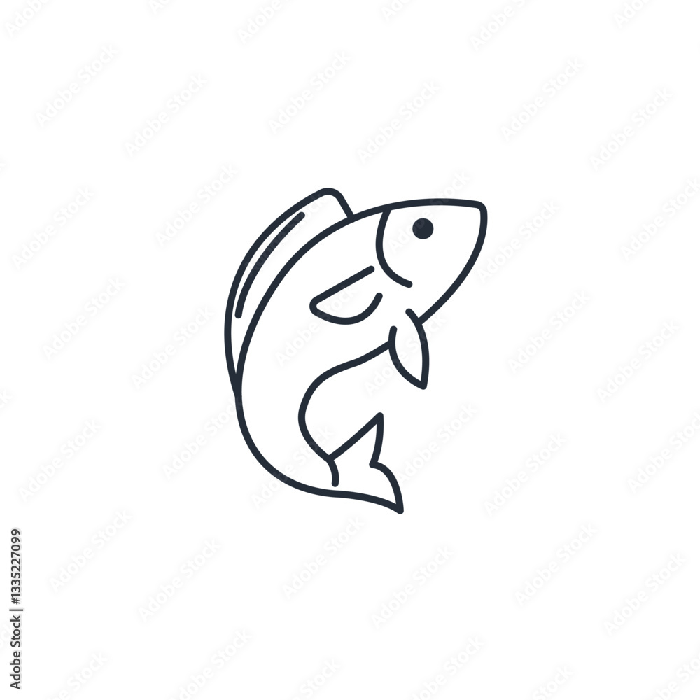 Aufkleber fish icon symbol vector sign isolated on white background illustration for graphic and web design