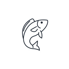 Fish icon symbol vector sign isolated on white background illustration for graphic and web design