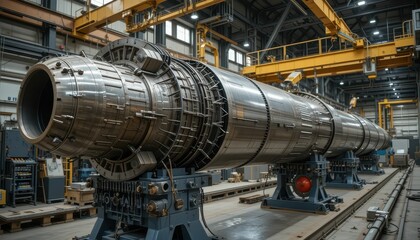 Industrial Engine Component in Manufacturing Facility with Equipment