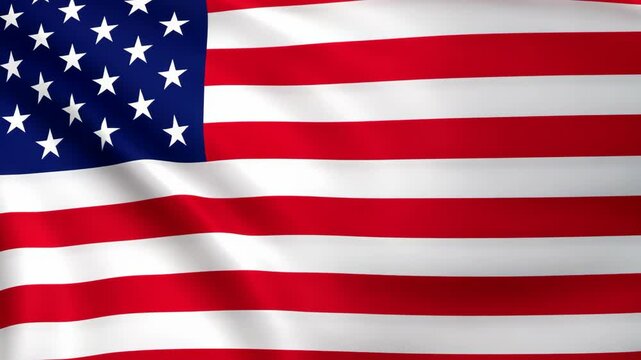 American flag waving in the breeze against a clear blue sky during a sunny day