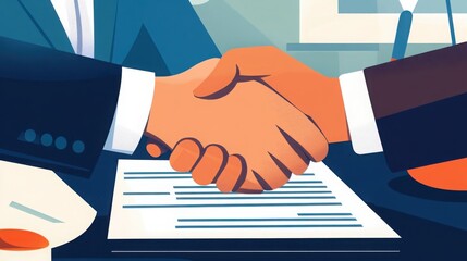 Business Handshake . A digitally illustrated close-up of a firm handshake between two business professionals, symbolizing an agreement, partnership, or corporate deal. Generated by ai