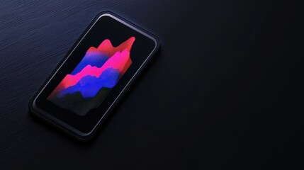 A black smartphone with a colorful abstract wallpaper on its screen.