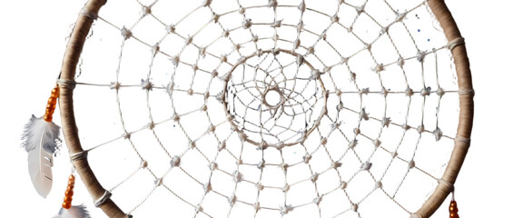 Mystical Dreamcatcher with Celestial Starry Web Isolated on White
