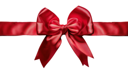 Shiny red ribbon with bow on transparent background