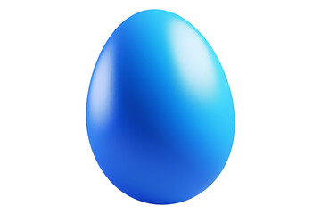 Glossy blue egg with smooth reflective surface isolated on white transparent background. Symbol of mystery, luxury, and uniqueness