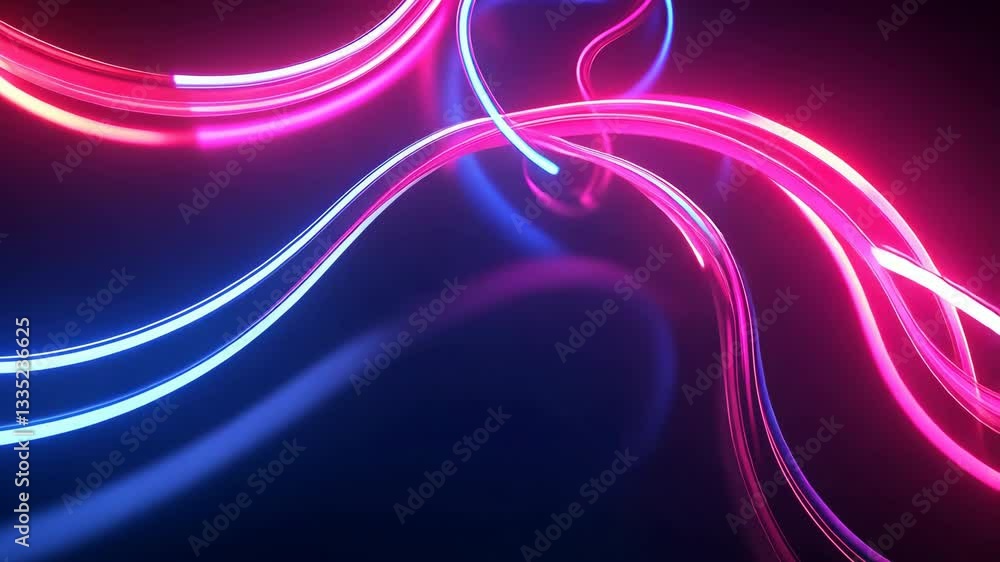 Poster vibrant neon light trails in pink and blue create dynamic and futuristic abstract background with gl