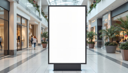 Advertising Billboard Capturing Attention in a Shopping Mall. Mockup