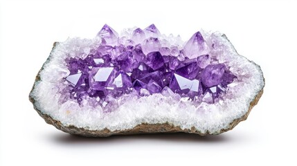 Fototapeta premium A close-up view of a crystal formation with numerous purple crystals.