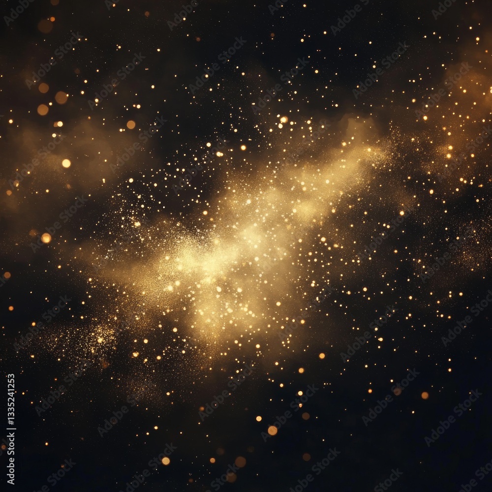 Aufkleber golden dust galaxy: a cosmic display of sparkling light and hues in the vastness of space