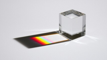 A prism with a rainbow of colors reflected on its surface.