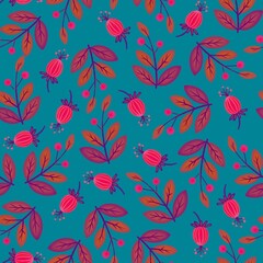 seamless pattern with red flowers