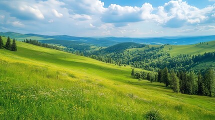 panoramic view of the nature, green nature scenery, fresh nature