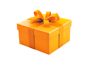 A vibrant orange gift box with a matching bow perfect for celebrations and festive occasions