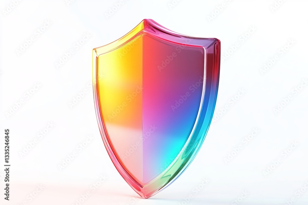 Poster abstract colorful glass shield icon digital rainbow gradient protection security symbol modern desig