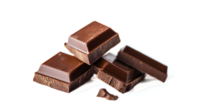 A pile of chocolate bars with one of them missing. Concept of indulgence and temptation, as the chocolate bars are stacked high and appear to be delicious. The missing piece adds a sense of longing