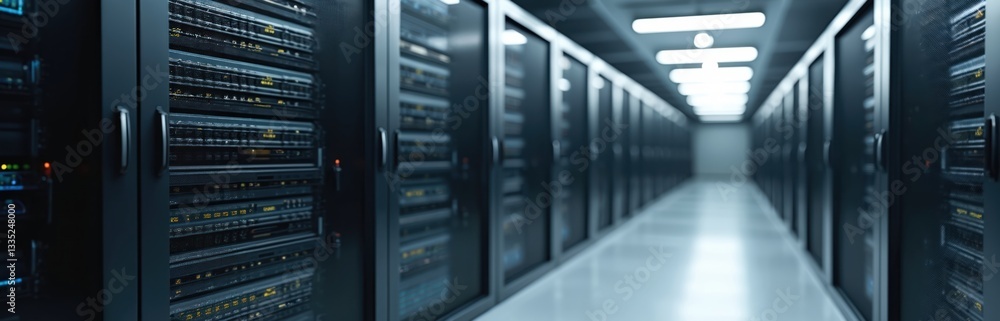 Poster photo rows of server racks in data center, equipment. tech infrastructure, network solutions. comput