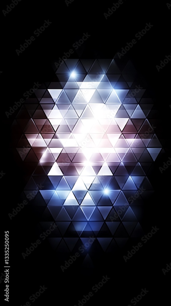 Aufkleber abstract futuristic background with shiny triangles and light burst effect
