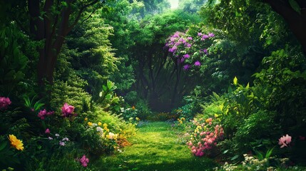 Obraz premium panoramic view of the nature, green nature scenery, fresh nature