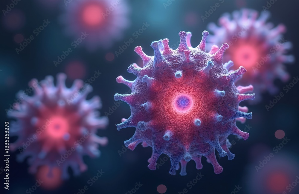 Poster detailed close-up of exosome variations. generative ai image shows cell communication membrane with 
