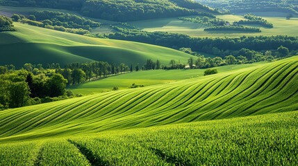 Fototapeta premium panoramic view of the nature, green nature scenery, fresh nature