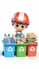 Child recycling action classroom educational image clean environment close-up sustainability