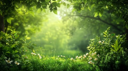 Obraz premium panoramic view of the nature, green nature scenery, fresh nature