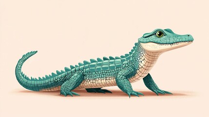 Obraz premium Cute Teal Alligator Profile