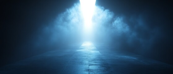 Fototapeta premium A blue sky with a white light shining through a foggy mist