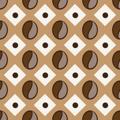 seamless pattern of coffee beans for coffee shop background. decoration cafe, place to eat and culinary events. for a coffee themed greeting card. for coffee-themed fabric motifs