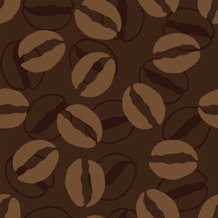 seamless pattern of coffee beans for coffee shop background. decoration cafe, place to eat and culinary events. for a coffee themed greeting card. for coffee-themed fabric motifs