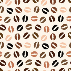 seamless pattern of coffee beans for coffee shop background. decoration cafe, place to eat and culinary events. for a coffee themed greeting card. for coffee-themed fabric motifs
