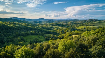 Fototapeta premium panoramic view of the nature, green nature scenery, fresh nature