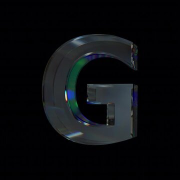 Glass letter G with dispersion and caustics effect Loop Animation on Alpha Channel