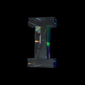 Glass letter I with dispersion and caustics effect Loop Animation on Alpha Channel