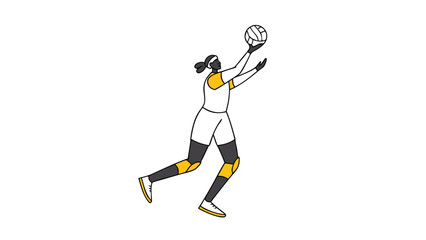 Obraz premium Female Volleyball Player Action Shot Dynamic Leap, Serve, Sport