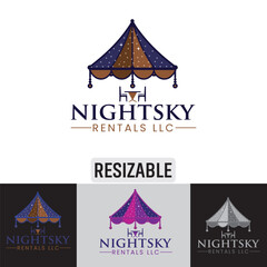 Vector logo design for a TENT rental company,
Rental company logo combo file, Editable logo vector design, unique rental company logo.