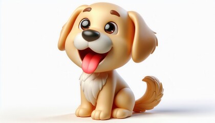 Naklejka premium Playful cartoon puppy digital art cute character studio environment front view joyful concept