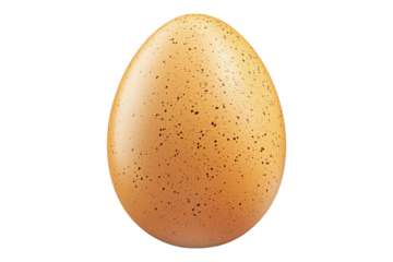 Speckled egg with natural pattern and smooth surface, isolated on white transparent background. Concept of nature, wildlife, and reproduction