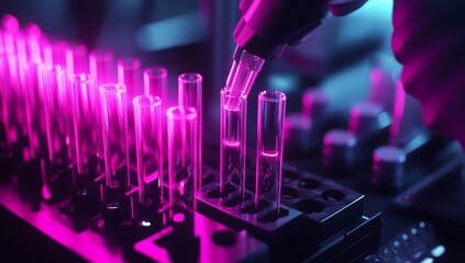 Lab Assistant Transferring Liquid to Test Tubes