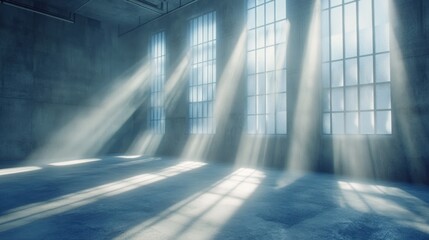 Obraz premium Sunbeams Illuminating a Concrete Room
