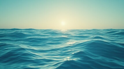 Fototapeta premium Ocean Sunset: Serene Waves and Golden Hour