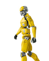 beta tester mech is wlking alone on side close up view