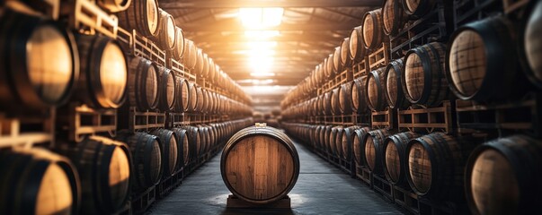 Aged Spirits in a Large Warehouse