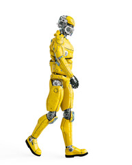 beta tester mech is wlking alone on side view